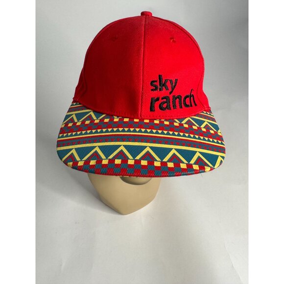 Sky Ranch Red Snapback Hat With Colorful Patterned Brim Adjustable Fit - Picture 10 of 16